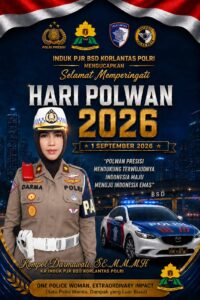 KA Induk PJR BSD Korlantas Polri Kompol Darmawati, SE, SH, MH Ucapkan Selamat Hari Polwan 2026